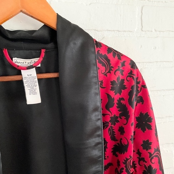 Vintage Y2K Robe Satiny Paisley Red Black Dark Romantic Fairy S Oversized - Picture 4 of 15